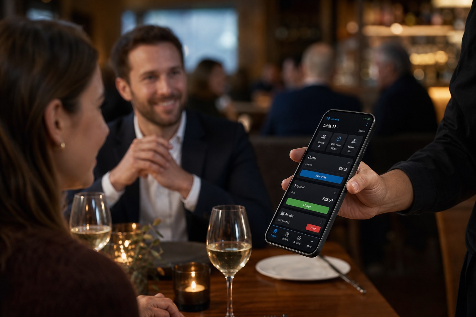 Waiter taking order at dinner table