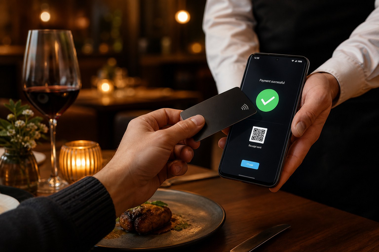 Guest tapping card for contactless payment